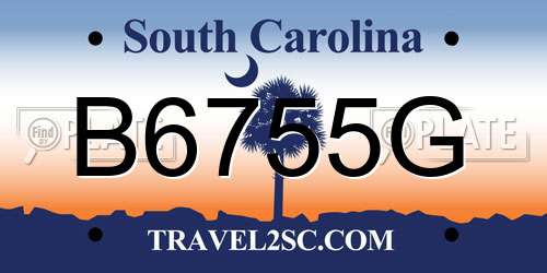 B6755G South Carolina License Plate