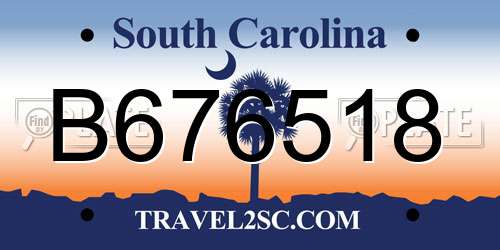 B676518 South Carolina License Plate