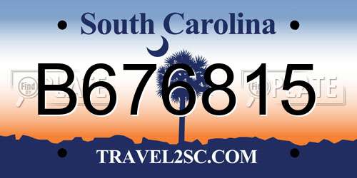 B676815 South Carolina License Plate