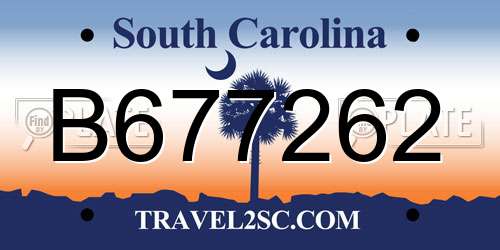 B677262 South Carolina License Plate