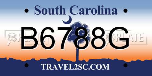 B6788G South Carolina License Plate