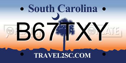 B67TXY South Carolina License Plate