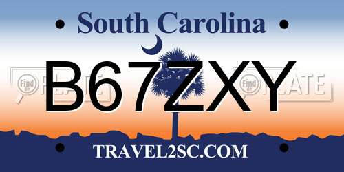 B67ZXY South Carolina License Plate