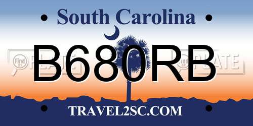 B680RB South Carolina License Plate