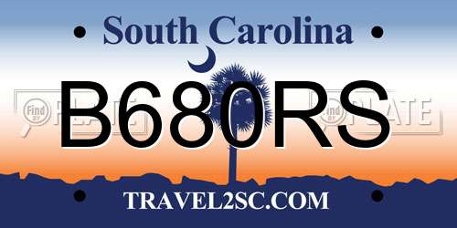 B680RS South Carolina License Plate