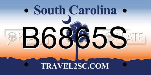 B6865S South Carolina License Plate