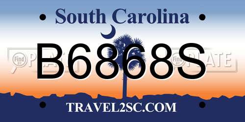 B6868S South Carolina License Plate