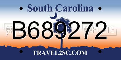 B689272 South Carolina License Plate