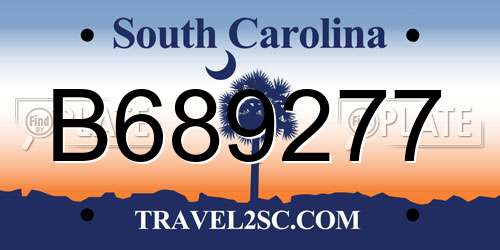 B689277 South Carolina License Plate
