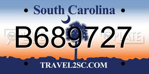 B689727 South Carolina License Plate