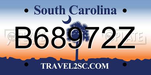 B68972Z South Carolina License Plate