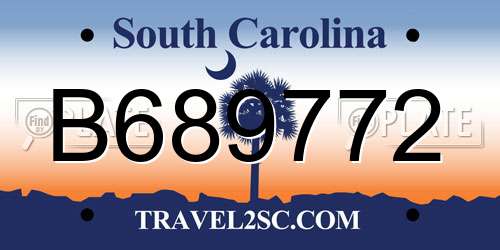 B689772 South Carolina License Plate