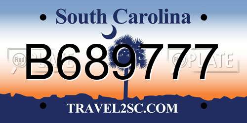 B689777 South Carolina License Plate