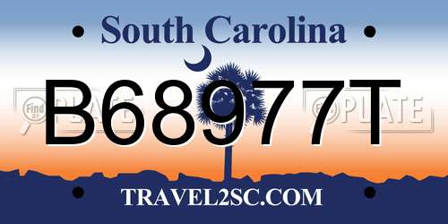 B68977T South Carolina License Plate