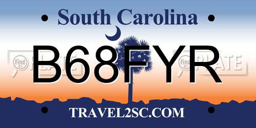 B68FYR South Carolina License Plate