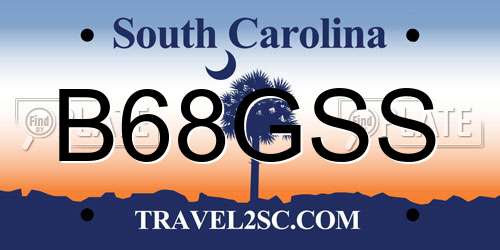 B68GSS South Carolina License Plate