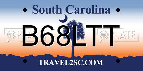B68LTT South Carolina License Plate
