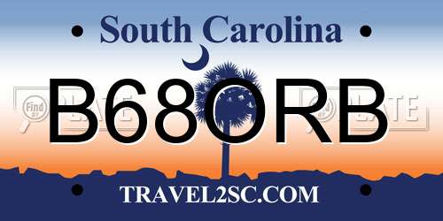 B68ORB South Carolina License Plate