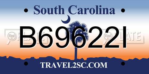 B69622I South Carolina License Plate