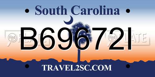 B69672I South Carolina License Plate
