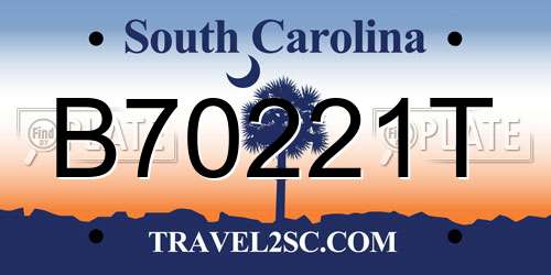B70221T South Carolina License Plate
