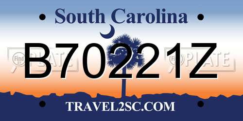 B70221Z South Carolina License Plate