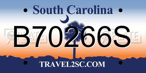 B70266S South Carolina License Plate