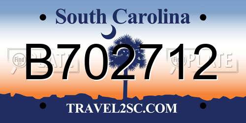 B702712 South Carolina License Plate
