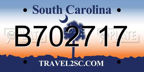 B702717 South Carolina License Plate