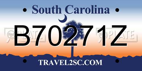 B70271Z South Carolina License Plate