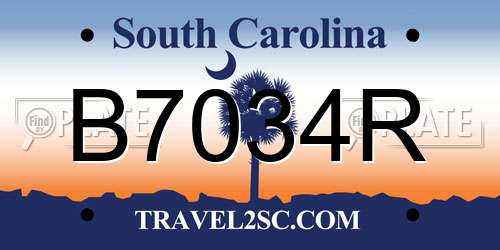 B7034R South Carolina License Plate