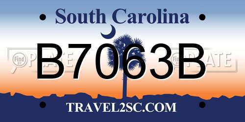 B7063B South Carolina License Plate