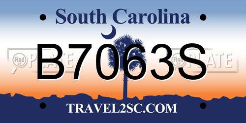 B7063S South Carolina License Plate