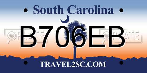 B706EB South Carolina License Plate