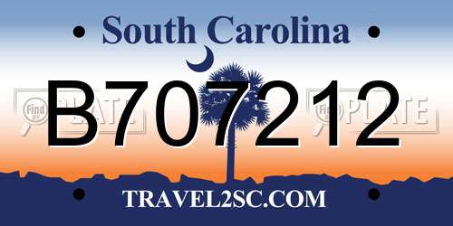 B707212 South Carolina License Plate