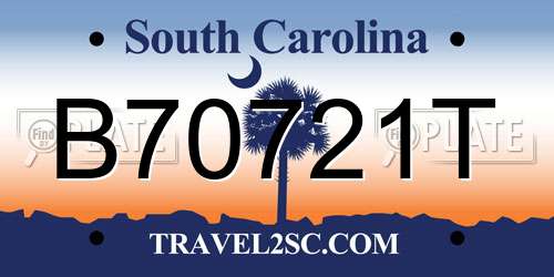 B70721T South Carolina License Plate