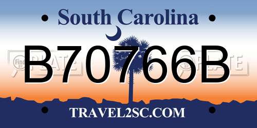 B70766B South Carolina License Plate