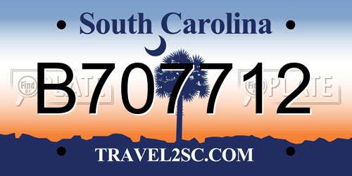 B707712 South Carolina License Plate