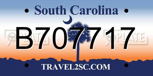 B707717 South Carolina License Plate