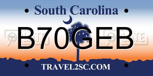 B70GEB South Carolina License Plate
