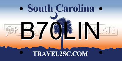 B70LIN South Carolina License Plate