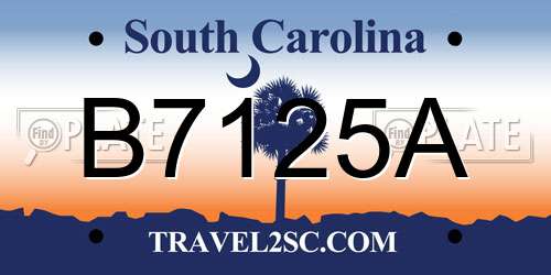 B7125A South Carolina License Plate