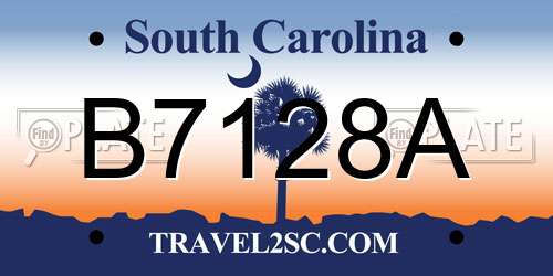 B7128A South Carolina License Plate