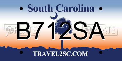 B712SA South Carolina License Plate