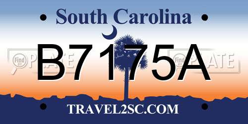 B7175A South Carolina License Plate