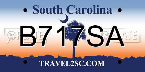 B717SA South Carolina License Plate