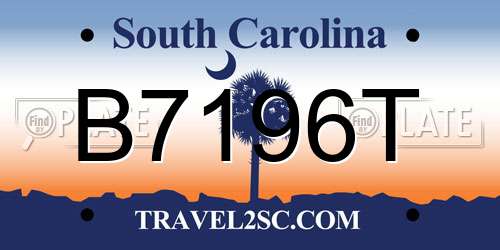 B7196T South Carolina License Plate