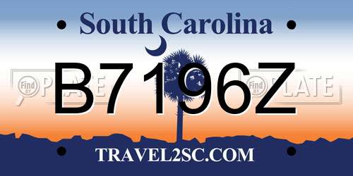 B7196Z South Carolina License Plate