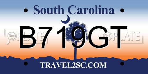 B719GT South Carolina License Plate
