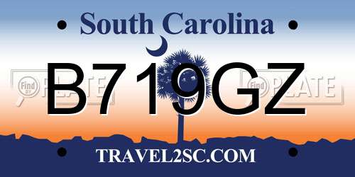 B719GZ South Carolina License Plate